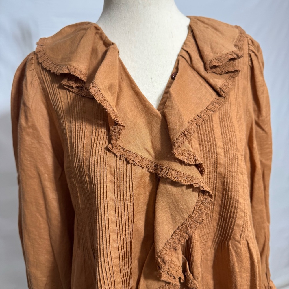 Doen Rust Ruffle-Front Blouse - Picture 6 of 10